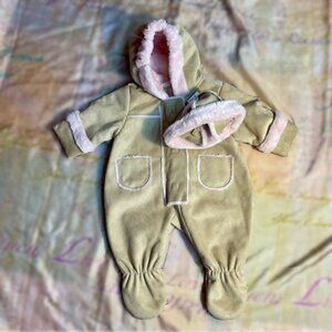 Baby Luxuries by The Children’s Place Faux Suede Bunting Snowsuit + Hat Set 3–6M